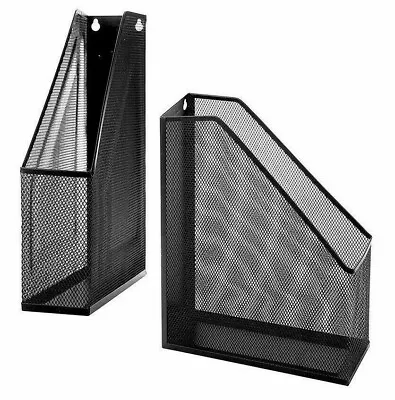 Single A4 Black Metal Mesh Magazine File Holder Storage Organiser Divider Rack • £8.50