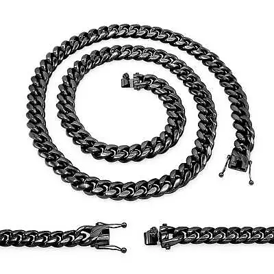 Cuban Link Chain Black Plated Curb Necklace 30  Stainless Steel Jewelry For Men • $281.96