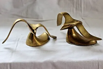 PAIR Vintage Jere Style Birds In Flight Brass Bookends Sculpture Seagulls MCM  • $49.99