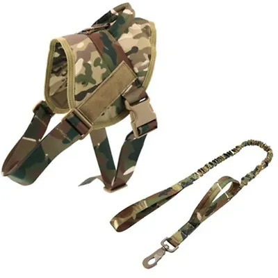 Tactical Dog Harness Adjustable Vest  Military Molle Combat Vest With Tow Rope • $29.91