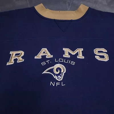 Vtg 90s St Louis LA Rams L Crewneck Sweatshirt NFL Logo USA Champions Embroided • $18.98