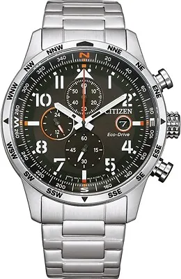 Citizen Eco-Drive Men's Chronograph GMT Date Silver Watch 43MM CA0790-59E • $124.99