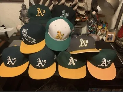 New Era Oakland A’s 9 Hats Lot 7 1/2 & 7 5/8 Athletics Vintage Fitted Baseball + • $30