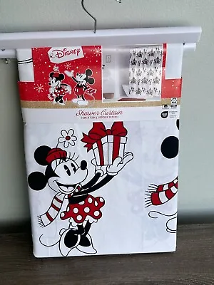 Disney Mickey And Minnie Mouse Fabric Christmas Shower Curtain.100% COTTON. • $37