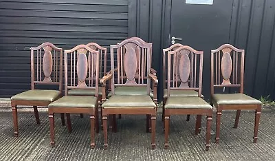 Set Of Eight Antique Edwardian Mahogany Dining Chairs • £180