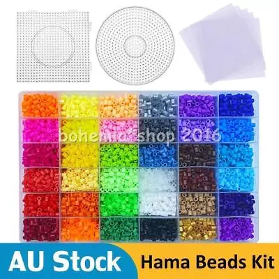 Up 10000x For Hama Beads Kit Kids Fun DIY Craft 5mm 24/36 Colours Set Gift Toys • $30.95