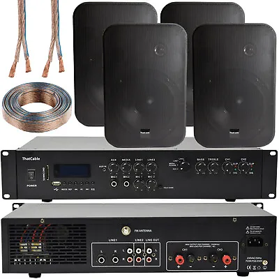 400W Bluetooth Sound System 4x Black 200W Wall Speaker Channel HiFi Amplifier • £369.99