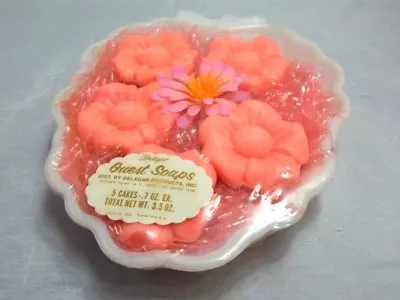 Vintage Delagar Guest Pink Flower Soap Cakes Milk Glass Grapes Bowl Tray Dish • $39.99