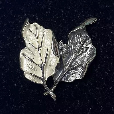 Magnetic Brooch Scarf Clip Pin Textile Jewellery Leaf Silver • $12.43