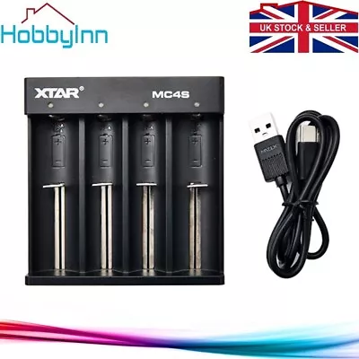 Xtar MC4S 3.7v Lithium Battery Charger Li-ion Ni-MH Ni-CD AA AAA USB-C Input • £12.99