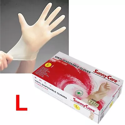 100 SunnyCare Powder Free Vinyl Gloves Food Service (Latex Nitrile Free) 🔥🔥 L • $7.49