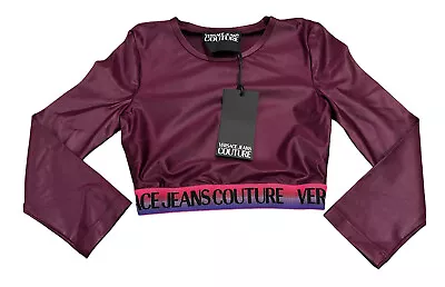 NEW Versace Jeans Couture Womens Knit Metallic Stretch Cropped Top Size 38 US 2 • $62.99