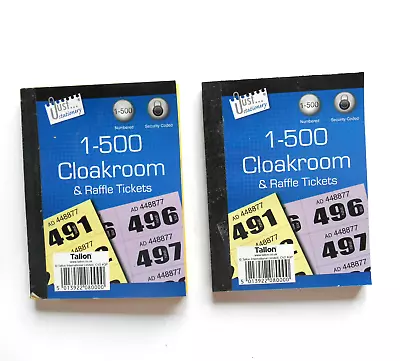 Raffle Tickets 2 Books Of 500 Cloakroom Fund Raising Tombola Different Colours • £3.89