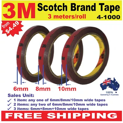 Automotive Acrylic High Strength Double Sided Foam Adhesive Tape 3mx 6/8/10mm • $99.99