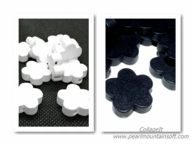 £1.80 • Buy 10x Wooden Daisy Flower Beads 20mm - Navy Or White - Jewellery Making Beads