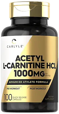 Acetyl L-Carnitine HCL 1000mg | 100 Capsules | Non-GMO Gluten Free | By Carlyle • $11.99