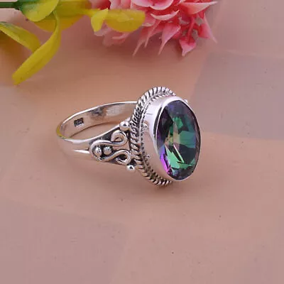 Mystic Topaz Ring Solid 925 Sterling Silver Handmade Statement Ring All Size B81 • $13.43