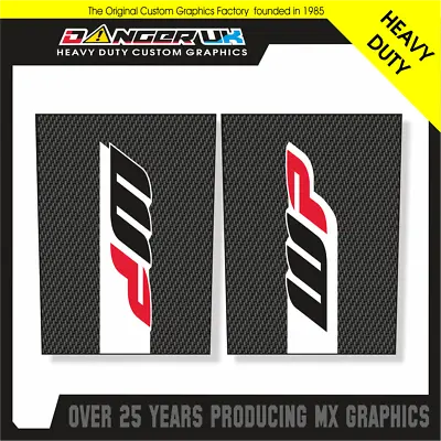 MOTOCROSS MX 85cc UPPER FORK GRAPHICS DECALS WP CARBON FIBRE LOOK • $23.25