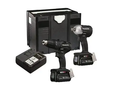  Panasonic Twin Pack Combi Drill Impact Wrench18V 2 X 5.0Ah Li-ion EYC242LJ2G31 • £630.91