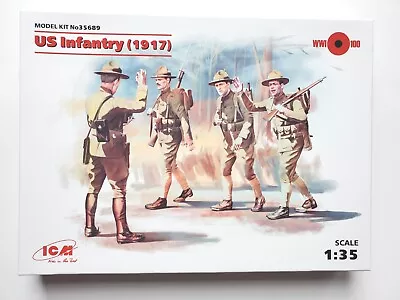 ICM 1:35 WWI US Infantry (1917) Model 4 Figure Kit 35689 • $22.99