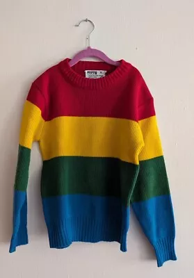 Vintage Montgomery Ward Striped Primary Color Sweater XS Or Kids 12 • $25