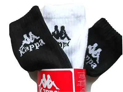 3 PAIRS : KAPPA Cushioned Black White CREW SPORTS TRAINING SOCKS 39/42 UK 6-8 • £12.99