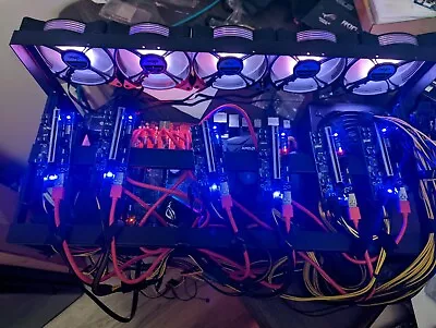 Mining Rig Kit (Plug+Play) 6 GPU Slots 1800W CPU SSD Win 10 With 1n1 Support • $800