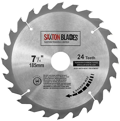  Saxton TCT Circular Wood Saw Blade 185mm X 30mm X 24T For Bosch Makita 184mm • £8.99
