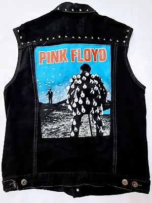 Pink Floyd Metallica Ozzy Osborne Studded Patched Rock Metal Denim Jacket Size • $295