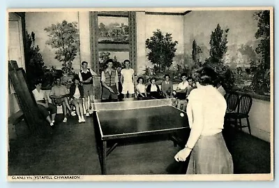£5 • Buy Postcard Glanllyn Ystafell Chwaraeon Table Tennis Rppc Campers Camp Rhymney Mon 