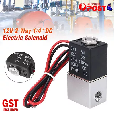 2-Way Electric Solenoid Valve 1/4  Water Air Normally Closed Pneumatic DC 12V AU • $16.02