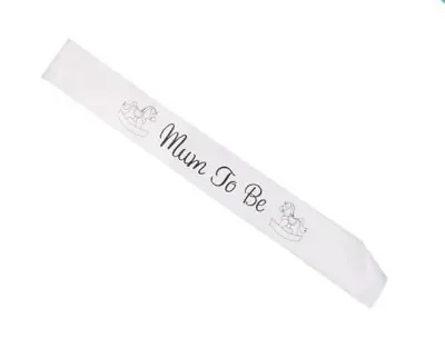 BABY SHOWER SASH MUM TO BE Baby Boy Girl Party Sash White Blue Or Pink • £2.29