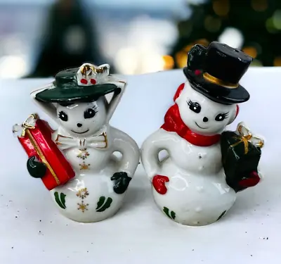 $29.99 • Buy Vtg Mr & Mris Snowman Salt & Pepper Shakers Christmas Decor Retro 4 H