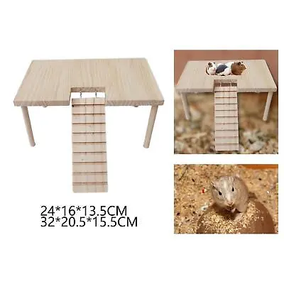 Small Animals Wooden Platform Toys With Stairs And Pillars Table For Hamster • £15.78