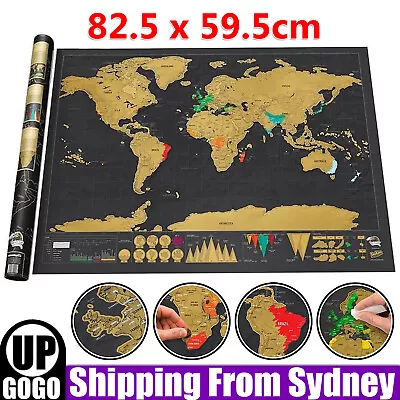 Deluxe Scratch Off World Map Interactive Large Poster Atlas Travel Decor Gift • $13.99