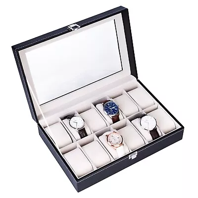 12Slot PU Leather Watch Box Display Case Organizer Jewelry Holder Men Women Gift • $16.45