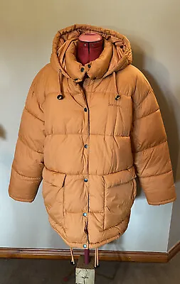 Urban Outfitters Iets Frans Puffer Jacket Hooded Mid Length Oversized M/L Orange • £25