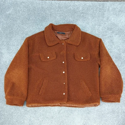 $20.11 • Buy Zaful Brown Borg Jacket Sherpa Button Up Oversized Lined Thick Y2k Uk L