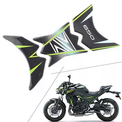 Rubber 3D Tank Pad Protector Decal Sticker Vehicle Fit Kawasaki Z650 Motorcycle • £9.29