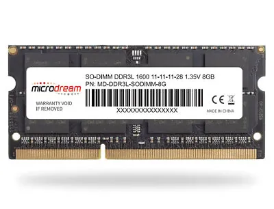 £15.95 • Buy MicroDream 8GB (1x8GB) DDR3L 1600MHz PC3L-12800 SODIMM Laptop Memory RAM
