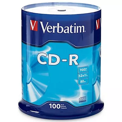 Verbatim CD-R 700MB 52x 80Min Recordable Media Disc 100 Disc Spindle 94554 • $47.95