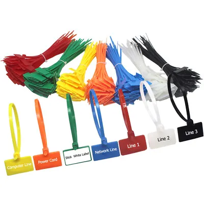 Plastic Marker Cable Tie Nylon Tag Zip Wraps Tags Write On Label 100/150/200mm • £8.15