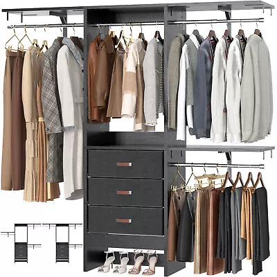 60'' Walk In Closet System Wood Closet Organizer Set With 3 Adjustable Shelves • $179.99