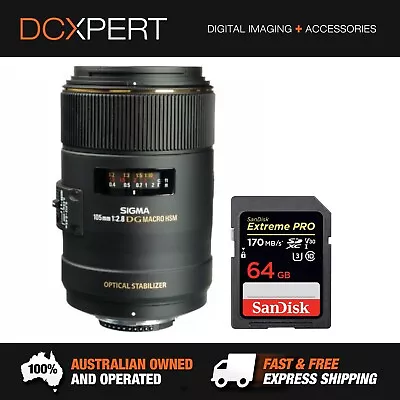 $649 • Buy Sigma 105mm F/2.8 Macro Ex Dg Os Hsm Lens For Nikon (4258955) + Sd Card