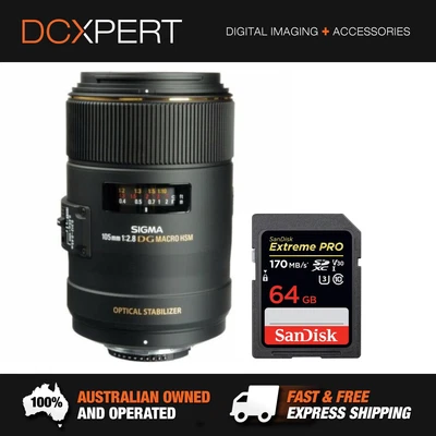 $649 • Buy Sigma 105mm F/2.8 Macro Ex Dg Os Hsm Lens For Nikon (4258955) + Sd Card