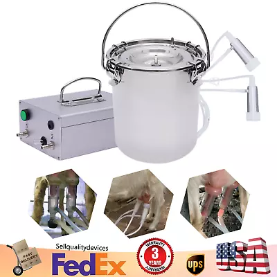 5L Stainless Dual Head Sheep Goat Cow Milking Machine Vacuum Impulse Pump Milker • $105