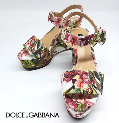 DOLCE&GABBANA Platform Sandals Shoes Botanical Flower 35 1/2 Cleaned Excellent • $220