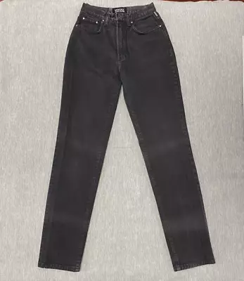 Vintage Versace Jeans Couture Jeans Womens 24x31 Slim Tapered Distressed Black • $23.86