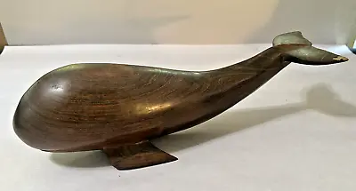Vintage MCM Hand Carved Iron Wood Whale Figurine Sculpture • $124.99