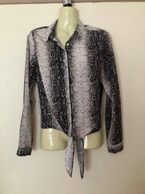 £3.50 • Buy F & F Ladies Snakeskin Design Blouse Size 8 Tie Front